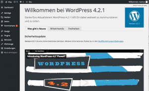 Bildschirmfoto erfolgreiches Update von WordPress 4.2.1 Powell 