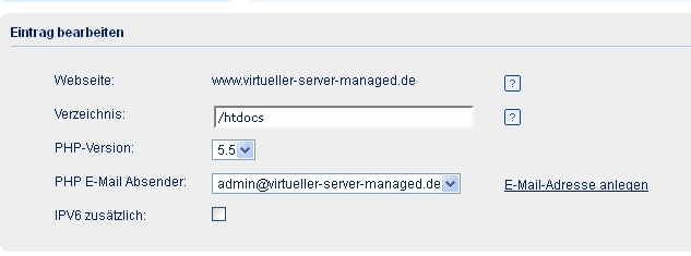 Screenshot goneo Kundencenter PHP Webserver