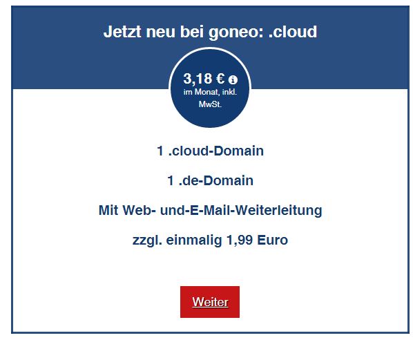 .cloud Domain registrieren bei goneo