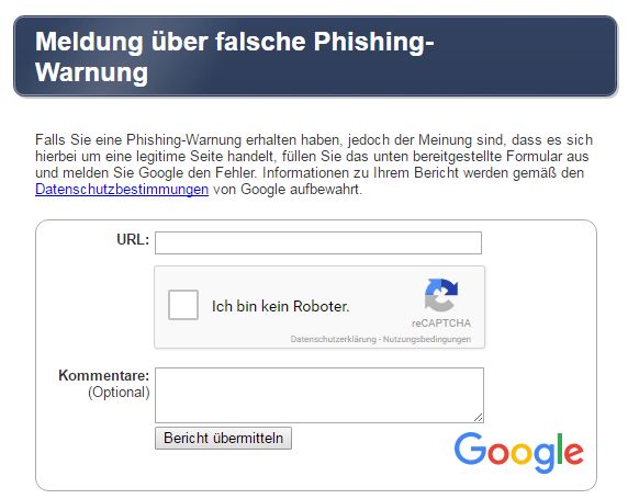 Screenshot false positive Google Safe Browsing Warning 