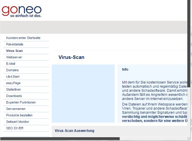 Screenshot Kundencenter Virusscan