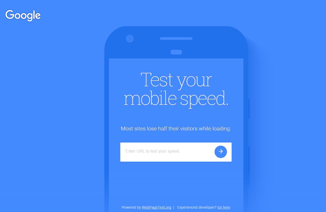 Screenshot Startseite Google Speedtest 