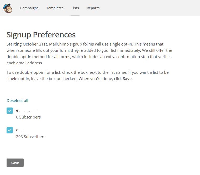 MailChimp Preferences Double versus Single Opt in 