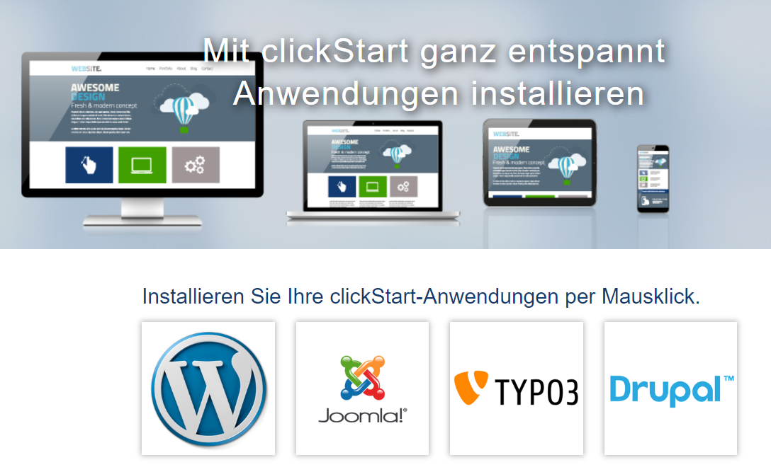 clickstart bei goneo: Anwendungen schnell installieren