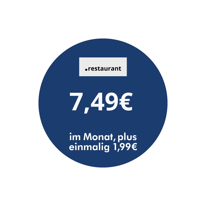 Registriere eine Domain unter  .restaurant, um dein Restaurant perfekt zu promoten. Mach dich unabhängiger von Bewertungsplattformen und Social Media. 