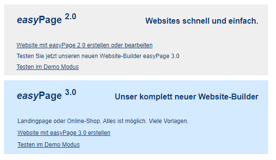 easyPage 3.0 im goneo Kundencenter