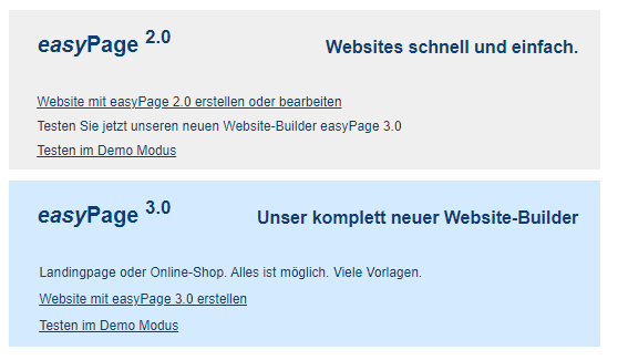 easyPage 3.0 im goneo Kundencenter 