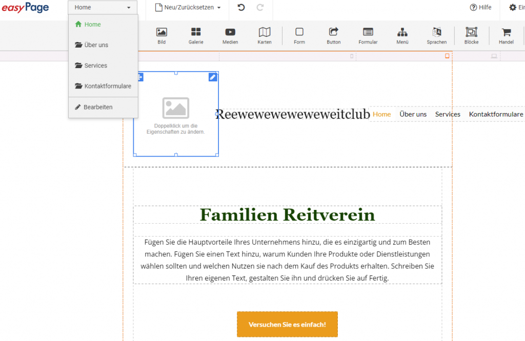 Überprüfung der Ansicht auf mobilen Geräten mit easyPage 3.0