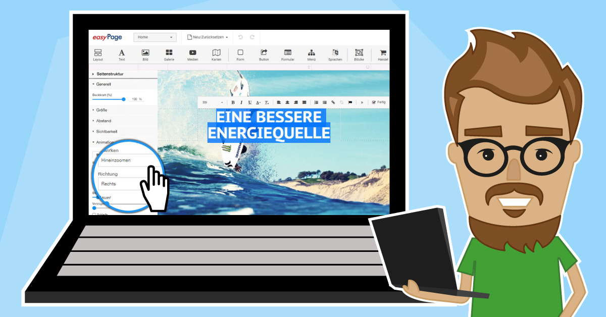 arbeiten mit goneo easyPage 3.0