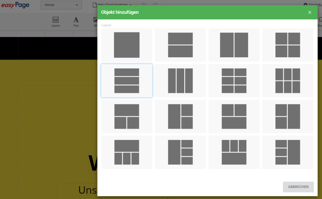 Screenshot goneo easyPage 3.0 layouts spalten einfügen