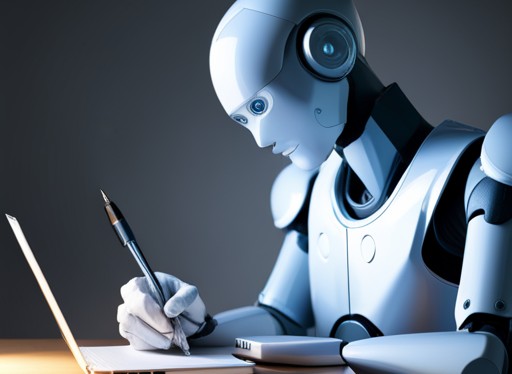 ein Roboter schreibt einen Text