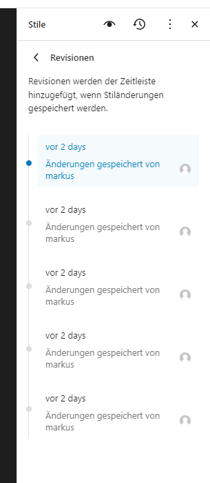 Protokollierung Änderung an Stil-Elementen
