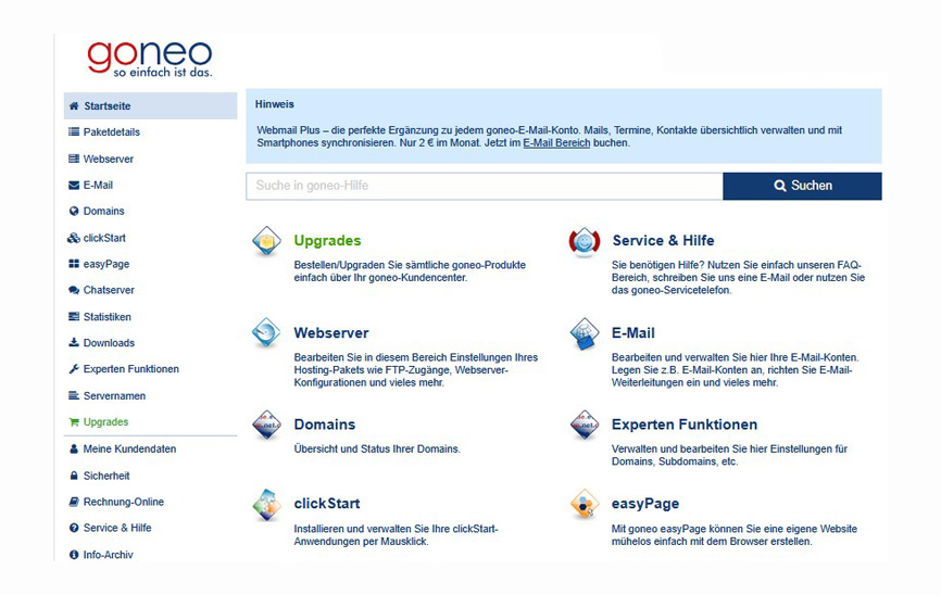goneo Kundencenter Startseite