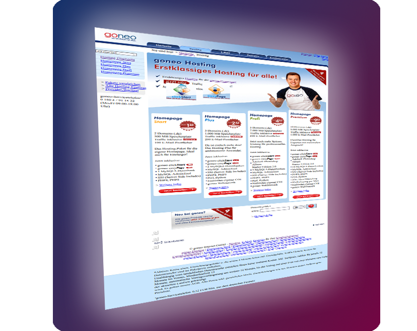 Screenshot der Kopfzeile der goneo-Website aus dem Jahr 2006