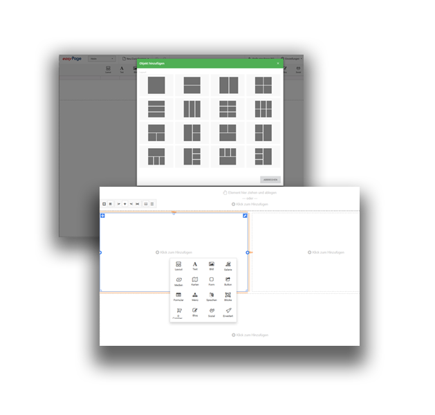 Auswahl verschiedener Website-Layoutvorlagen