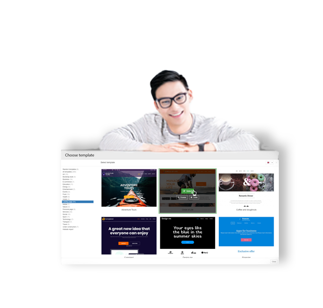 Suche nach einer Website-Vorlage in EasyPage