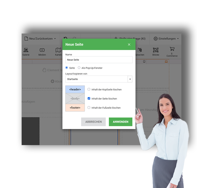Webdesigner erklärt Funktionen zur Seitenverwaltung