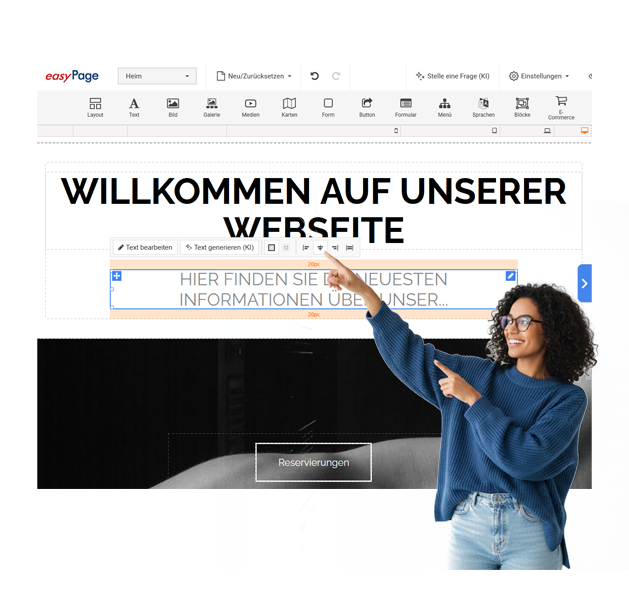 Webdesigner erklärt das Textwerkzeug in EasyPage