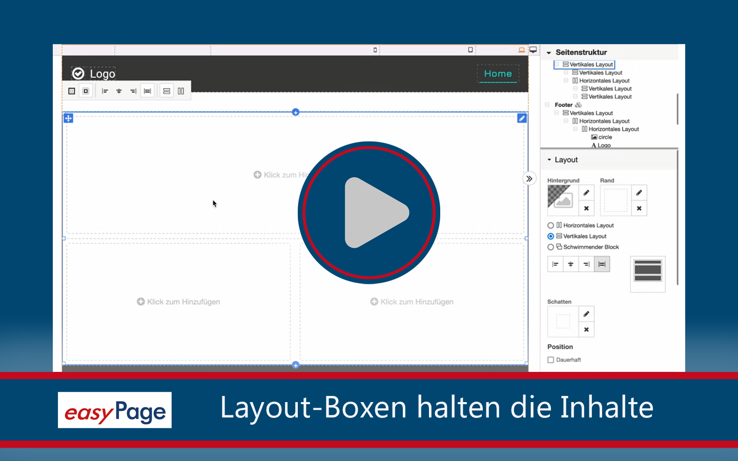 Boxen liefern das Gerüst für das Webdokument