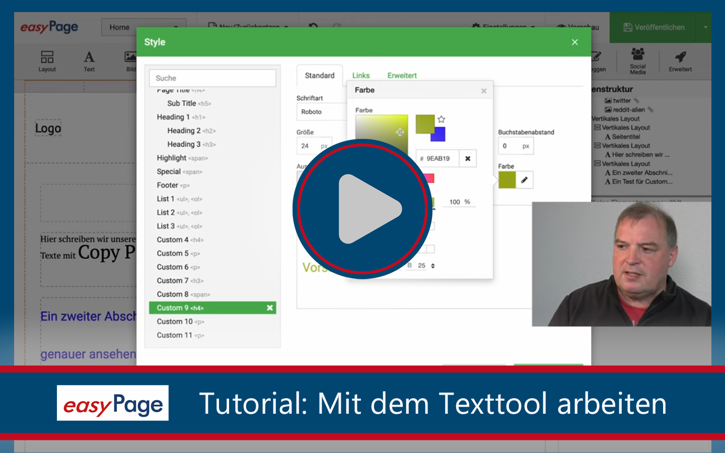 Arbeiten mit dem Texttool