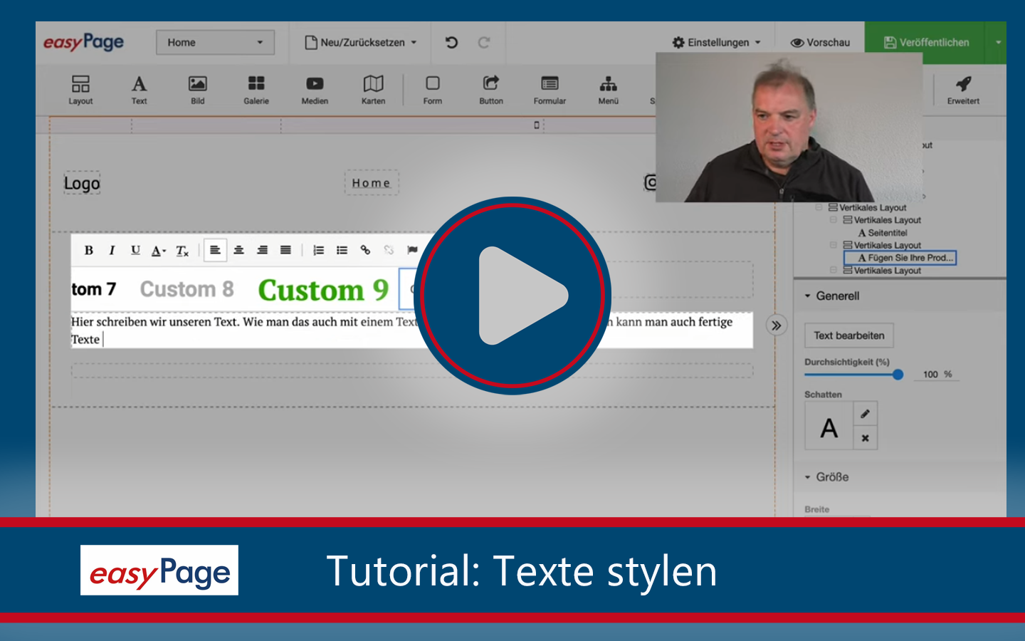 Texte einfügen mit easyPage