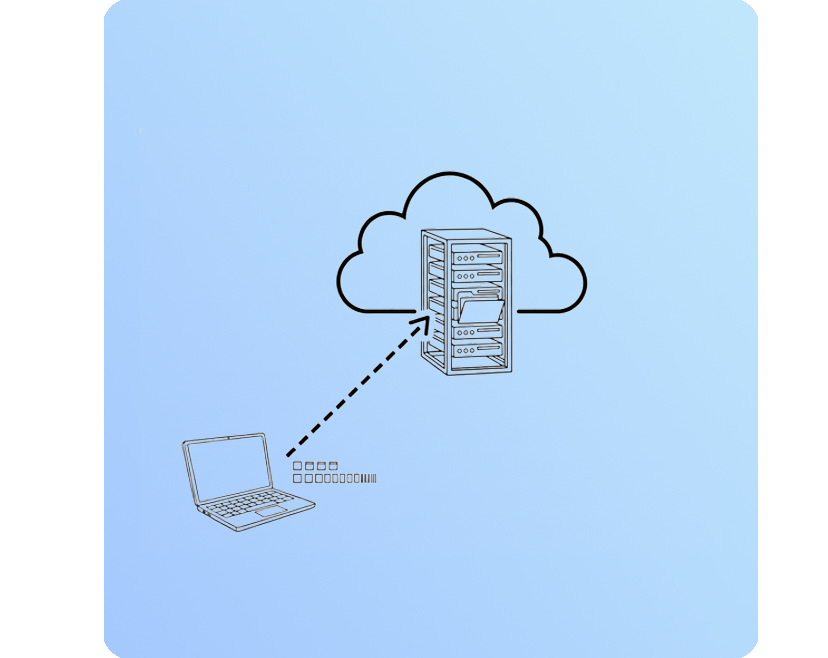 Grafik, die das Hochladen einer Website auf einen Server zeigt